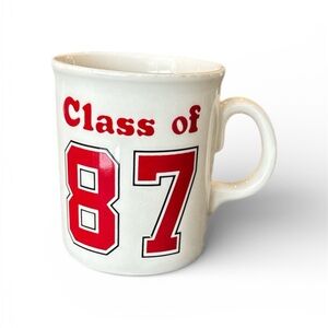 Vintage Class of 87 Mug White with Red Text Good Condition